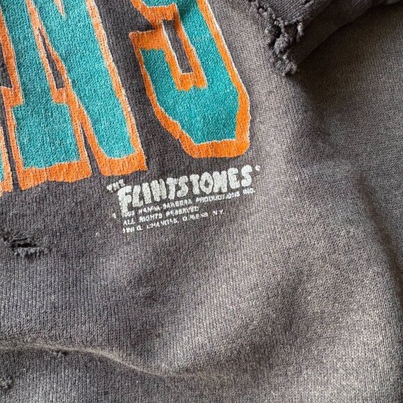 VNT 90s Miami Dolphins x Flintstones Sweatshirt | XL | Tultex | Rare Thrashed - Picture 5 of 11